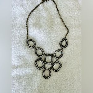 J Crew Statement Necklace Clear Facet Cut Glass Rhinestone.